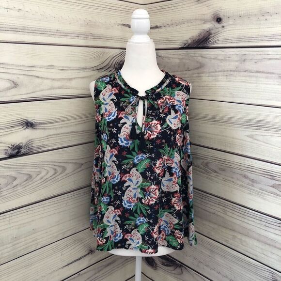 J. Crew Tropical Island Floral Drapey Tie Front Tank Top NWT - Picture 7 of 12